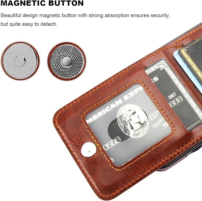 KIHUWEY for Samsung Galaxy S24 Case Wallet with Credit Card Holder, Flip Premium Leather Magnetic Clasp Kickstand Heavy Duty Protective Cover for Samsung Galaxy S24 6.2" (Brown)