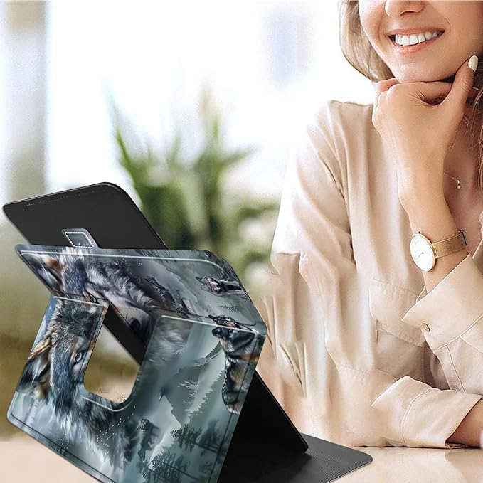for Lenovo Tab M9 Case,9 inch Tablet Cover, Magnetic Closure Travel Portable Protective Case with 360 Degree Rotating Stand for Lenovo Tab M9 TB-310FU 2023-Realistic Wolf