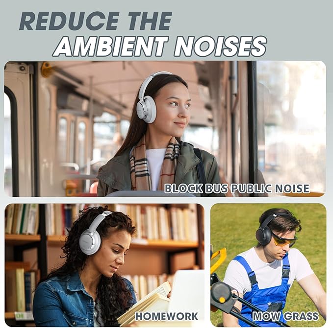 BERIBES Upgraded Hybrid Active Noise Cancelling Wireless Headphones with Transparent Modes,70H Playtime Bluetooth Headphones Wireless with Mic, Deep Bass,3.5MM Cable,Soft-Earpads,Fast Charging-Silver