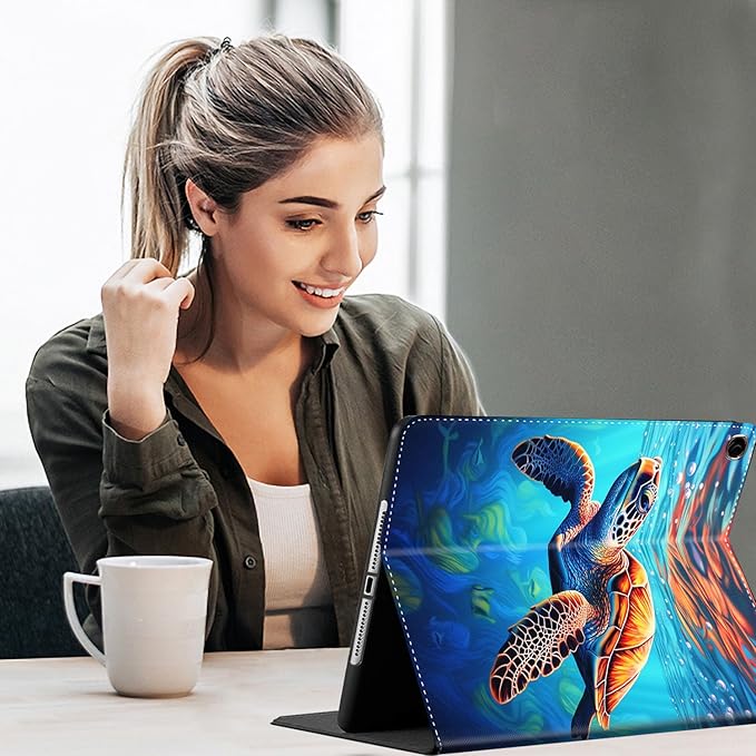 Case for Galaxy Tab A9 Plus , Auto Sleep/Wake Multi-Angle Viewing Slim Folio Stand Cover for Samsung Galaxy Tab A9+/A9 Plus 11 Inch 2023 (SM-X210/X216/X218), Turtle Art