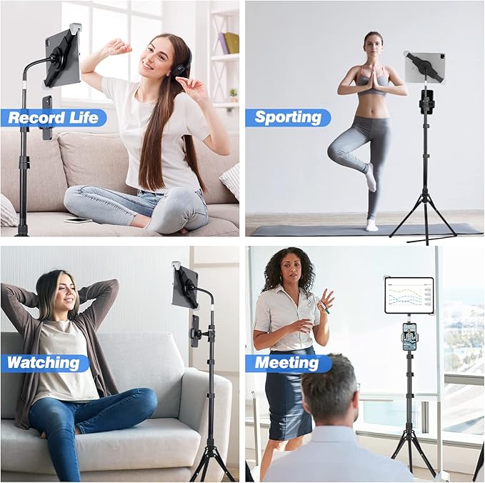 UBeesize 67-in iPad Tripod Stand, 360 Rotating Tablet Mount & Phone Holder, Compatible with 9.9-15.7 Inches Tablets