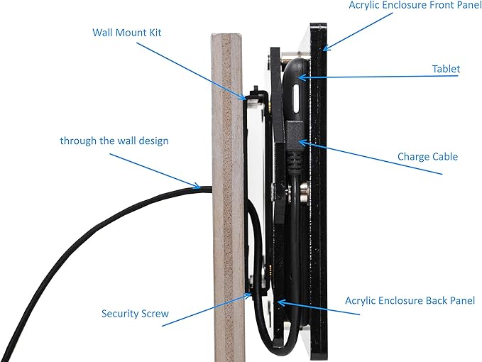 TABcare Security Anti-Theft Acrylic VESA Enclosure for Amazon Fire 7 2022 with Free Wall Mount Kit (Black, Fire 7 2022)