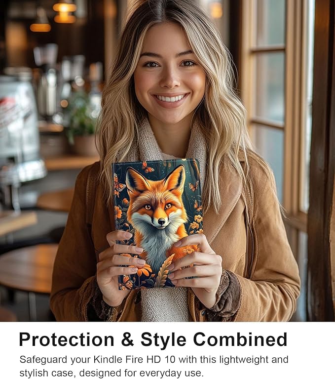 Case for Samsung Galaxy Tab A9 8.7-Inch 2023, Slim PU Leather Stand Cover with Auto Wake/Sleep, Multi-Angle Viewing & Shockproof, Fox Flowers