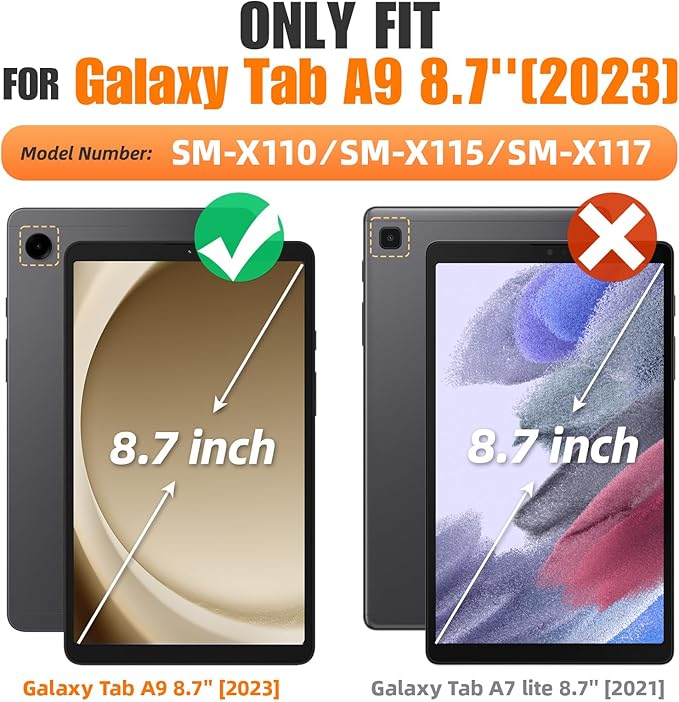 SEYMAC stock Case for Samsung Galaxy Tab A9 8.7'', Case with Magnetic Multi-Angles Stand, Card Slot for Galaxy Tab A9 8.7'' SM-X110/X115/X117, (Blue)