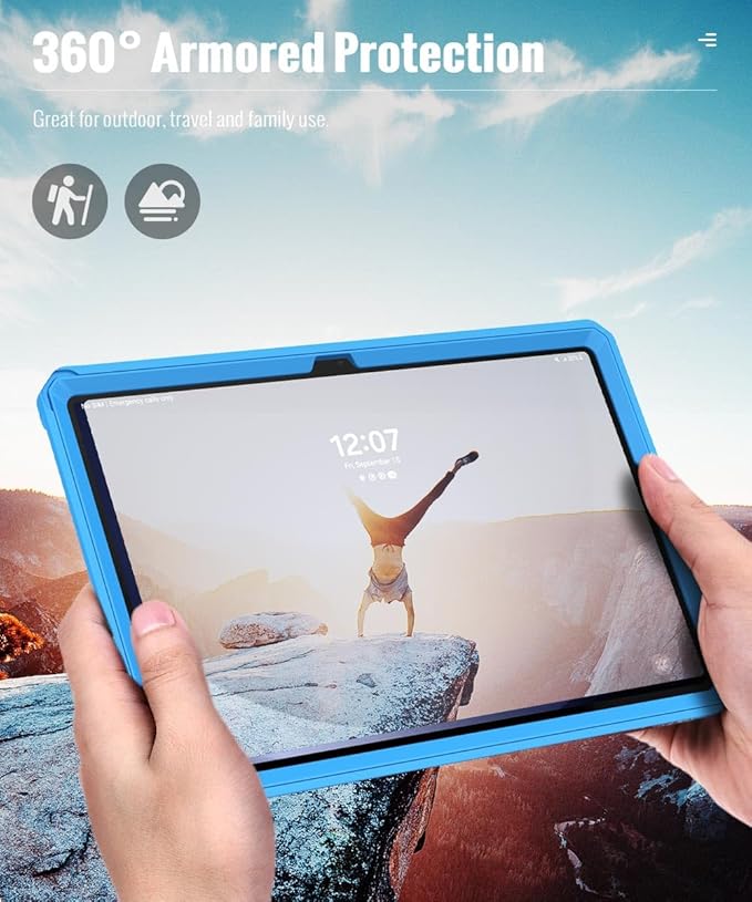 MoKo Case Fit Galaxy Tab A9 Plus 11-Inch 2023 (SM-X210/X216/X218), Shockproof Full Body Rugged Stand Back Cover Built-in Screen Protector Fit Galaxy Tab A9+ 11" 2023, Blue Wave