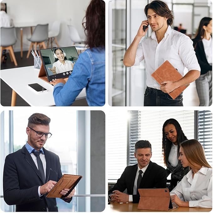 Case for Samsung Galaxy Tab A 10.1 2019 (SM-T510/T515) Multi-Angle Viewing Smart Cover with Pocket, Business PU Leather with Card Slot for Galaxy Tab A 10.1 Inch 2019 Tablet, Brown