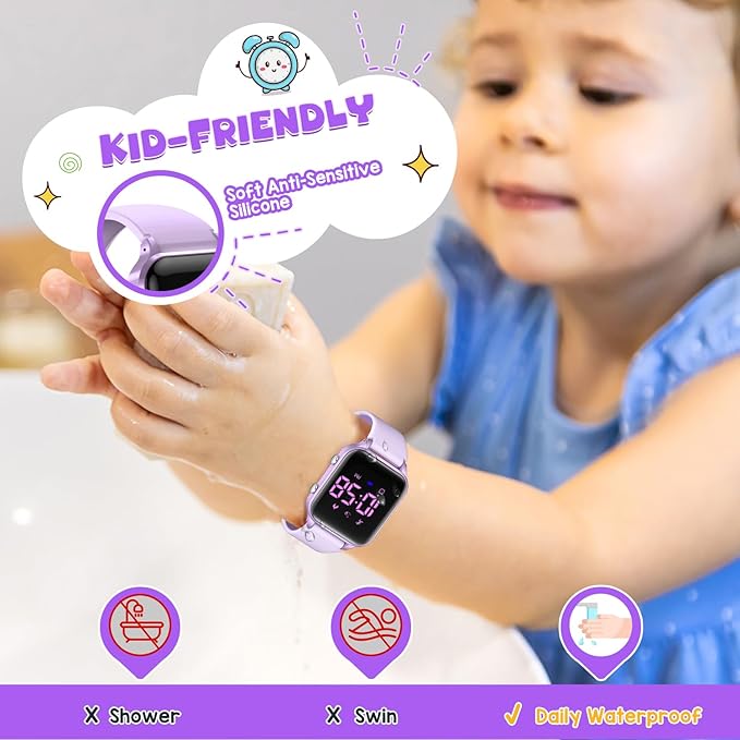 Kids Digital Watches for Boys Girls, Sports Watch with Fitness Tracker, Pedometer, Alarm Clocks, Stopwatch, No App Needed Waterproof Kids Watch, Gift for Teens Student Girls Boys Ages 5-14