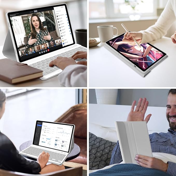 MMK Galaxy Tab A9 Plus Case with Keyboard, Samsung A9 Plus Tablet Case Keyboard (11" 2023, SM-X210/X216/X218), Wireless Detachable-Smoke Gray