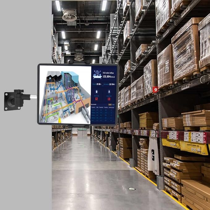 Wall Mount Tablet Holder for 4-13” iPad Phone, Universal Flexible Metal Heavy Duty Wall Stand for iPad Pro 12.9 Air Mini, Samsung Tab, Kindle Fire HD, iPhone - for Kitchen, Bedroom, Warehouse