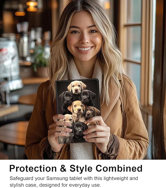 Case for Samsung Galaxy Tab A9+/A9 Plus 11” 2023 Model (SM-X210/X216/X218), Slim PU Leather Stand Cover with Auto Wake/Sleep, Multi-Angle Viewing & Shockproof, Labrador Puppies