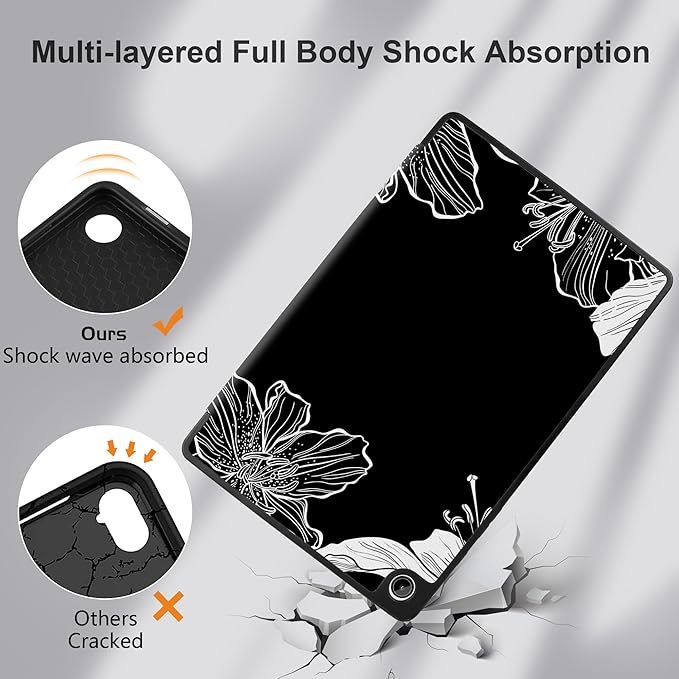 MEEgoodo Case for Samsung Galaxy Tab A9 Plus 11 inch Cover 2024 2023 with S Pen Holder, A9+ Smart Tablet Cases with Leather Trifold Stand+Soft TPU Back Shell+Smart Auto Wake/Sleep, Lily Floral