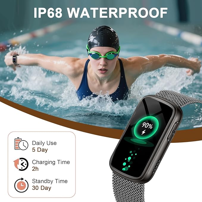 Smart Watches for Men Women,Fitness Watch with Bluetooth Call,Heart Rate/Blood Oxygen/Sleep Monitor,140+ Sports Modes 1.47'' Smartwatch for Android iPhone,IP68 Waterproof,2 Bands,Black