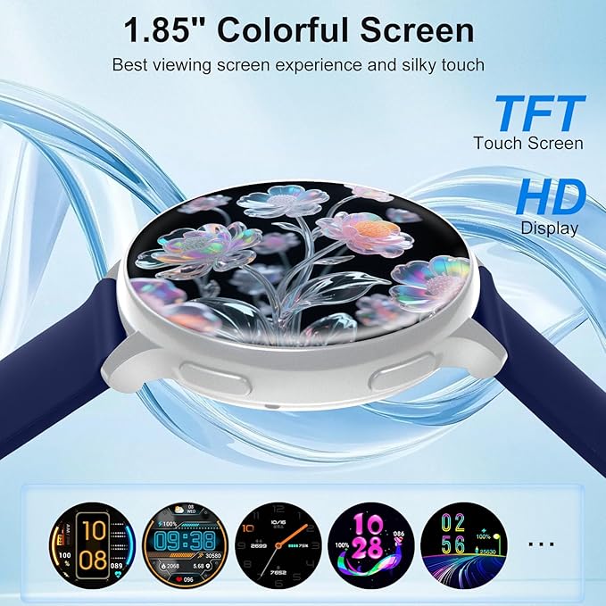 Smart Watch for Men Women Fitness Tracker with 100+ Sport Modes,Activity Trackers for iOS/Android Waterproof/Heart Rate/Sleep/Steps Monitor/Pedometer Monitor Monitor (Silver+Blue)