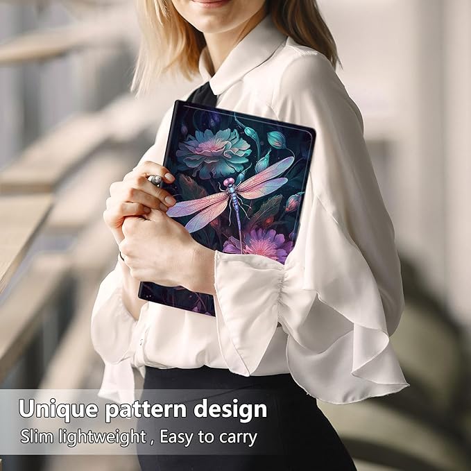 Slim Case for Samsung Galaxy Tab S10 FE / S9 FE 5G 10.9" & Tab S9 11", PU Leather Protective Cover, Multi-Angle Stand, Auto Sleep/Wake, Dragonfly