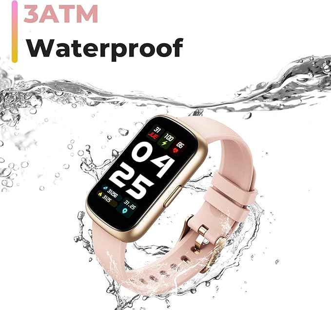 Fitness Tracker Smart Watch, 1.47" Full Touch Health Tracker with 24/7 Heart Rate & Blood Oxygen Monitor, Sleep Tracker, 3ATM Waterproof Step Tracker Activity Tracker for Women Men, Rose Pink