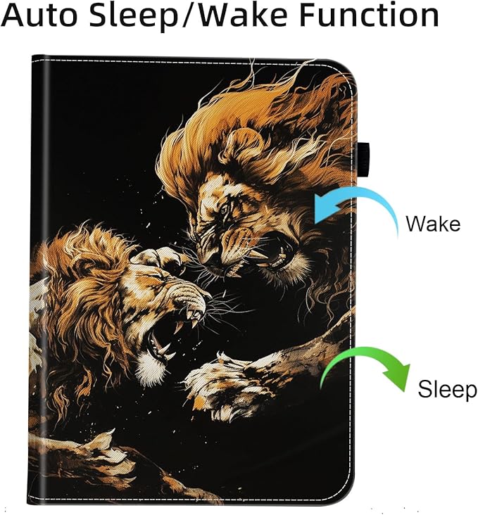 Case for Samsung Galaxy Tab A9 Plus/A9+ 5G 11 Inch 2023 Model (SM-X210/X216/X218),Card Slot PU Leather TPU Case Pen Holder Auto Wake Sleep,Cool Lion