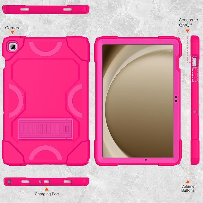 Case for Samsung Galaxy Tab A9+ 11 Inch 2023 Model (X210/X216/X218), Heavy Duty Shockproof Rugged Protective Case for Galaxy Tab A9 Plus Tablet (Hot Pink)