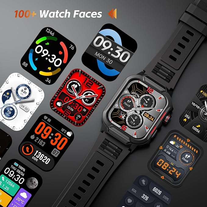 Smart Watches for Men (Answer/Make Calls), 1.96" Fitness Smart Watch with Heart Rate/Blood Oxygen/Sleep Monitor/100+ Sport Modes, 3ATM Waterproof Smartwatch Mens Watches for Android and iPhone