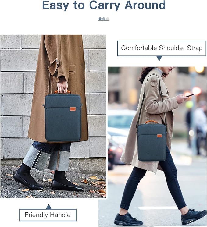 MoKo 12.9 Inch Tablet Sleeve Bag, Fits with 13 Inch New iPad Pro M4 & Air M2 2024,iPad Pro 12.9 M2&M1,Surface Laptop Go 12.4,Galaxy Tab S8+/S9+ 12.4,Handle Carrying Case with Shoulder Strap, Indigo