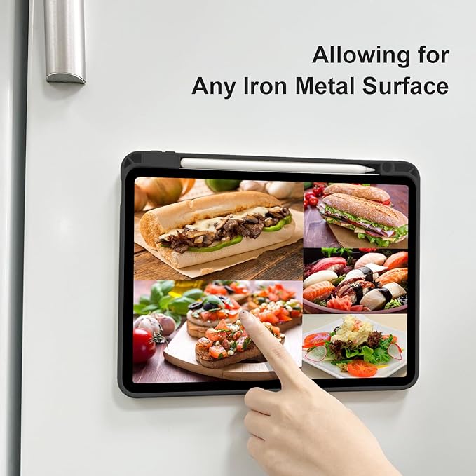 Case for iPad Air 13 Inch M3/M2 2025/2024, iPad Pro 12.9 Inch 6th/5th Generation 2022/2021 with Pencil Holder, Vertical Stand, Detachable Magnetic Trifold Stand Case,Auto Wake/Sleep, Black