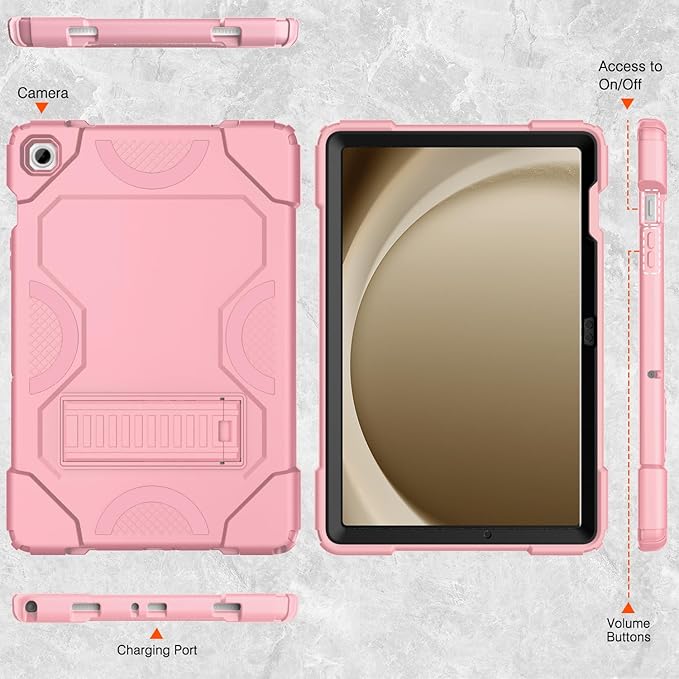 Case for Samsung Galaxy Tab A9+ 11 Inch 2023 Model (X210/X216/X218), Heavy Duty Shockproof Rugged Protective Case for Galaxy Tab A9 Plus Tablet (Rose Gold)