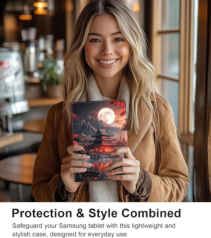 Case for Samsung Galaxy Tab S10 FE/ S9 FE 5G 10.9 Inch/Tab S9 11 Inch, Slim PU Leather Stand Cover with Auto Wake/Sleep, Multi-Angle Viewing & Shockproof, Ancient Buildings