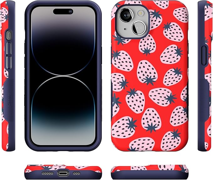 Casely iPhone 14 Case | I'd Pick You | Red Strawberry | Compatible with MagSafe | Bold Protective Design