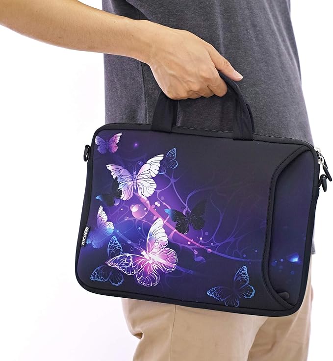 RICHEN 10 inch Messenger Bag Carrying Case with Handle Accessory Pocket Fits 7 to 10-Inch Laptops/Notebook/Kids Tablet (7-10.2 inch, Butterflies)