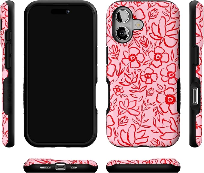 Casely iPhone 17 Case | Blush Garden | Floral Doodle | Bold Protective Design | Compatible with MagSafe