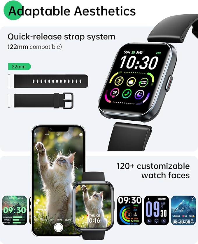 Smart Watches for Women and Men - 2025 New Smart Watch with 3 ATM Waterproof 1.83" Display 120+Sports,Fitness Tracker for iPhone Android Phone,Alexa,Call&Notification Alerts,Heart Rate&Sleep Monitor
