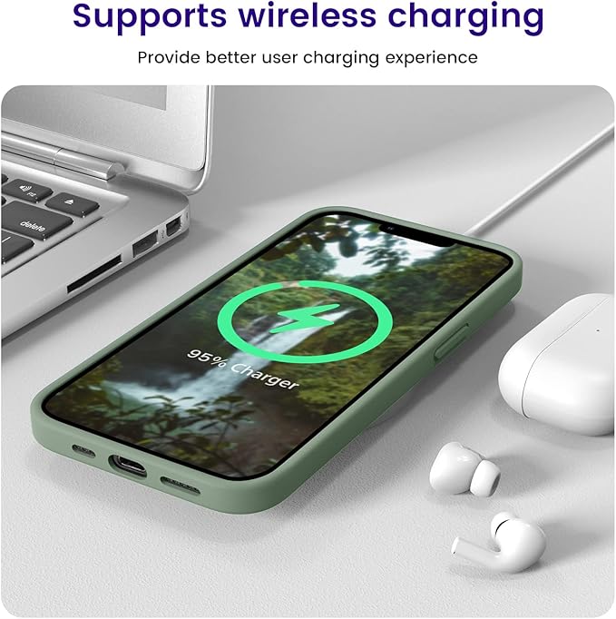 OTOFLY Designed for iPhone 14 Case, Silicone Shockproof Slim Thin Phone Case for iPhone 14 6.1 inch (Calke Green)