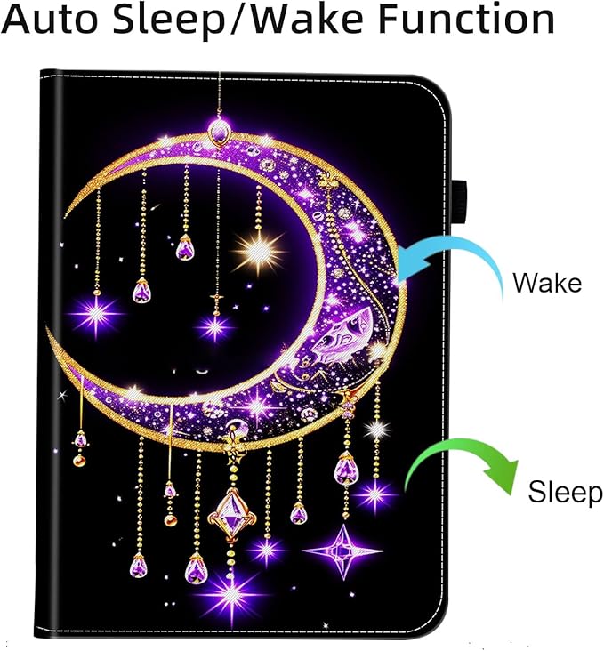 Case for Samsung Galaxy Tab S9 FE 5G 10.9 Inch/Galaxy Tab S9 11 Inch 2023,Card Slot PU Leather TPU Case Pen Holder Auto Wake Sleep,Moon Stars