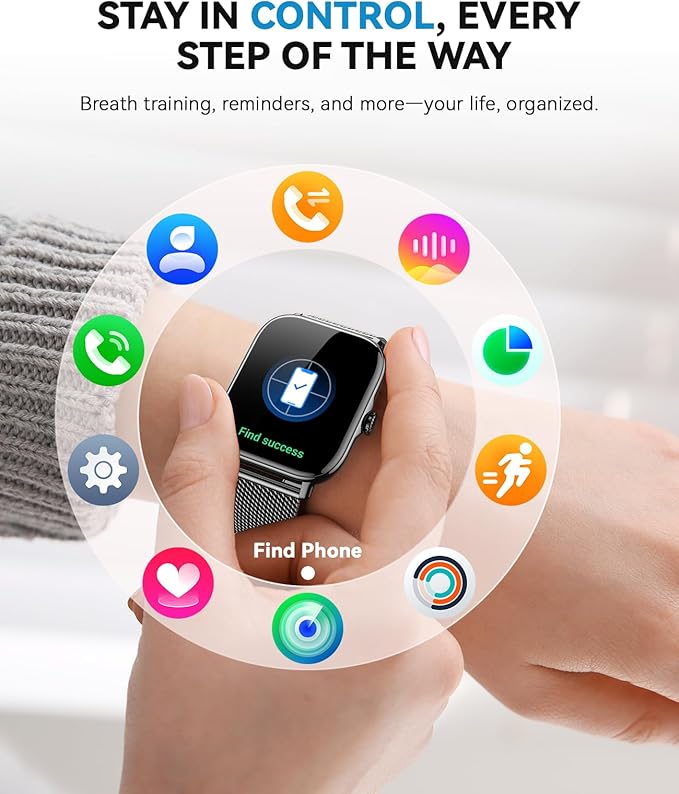 Smart Watches for Women Men,Fitness Watch Full Touchscreen (Answer/Make Calls),Fitness Tracker With 120+ Sport Modes/Step Counter/Sleep Monitor/Pedometer,IP68 Waterproof, Smartwatch for Android/iPhone