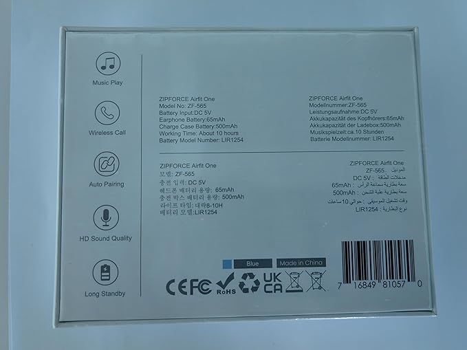 ZIPFORCE True Wireless Earbuds, Open-Ear Bluetooth 5.3 Headphones 4-Mics ENC Clear Call, OWS Bluetooth Earbuds Touch Control, IPX6 Waterproof TWS, Light-Weight Earphones