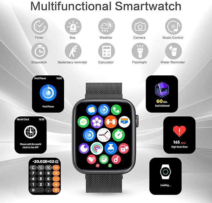 Smart Watches for Men Blood Pressure, DA GPT AI Waterproof Smartwatch, 1.9" AMOLED Display, 24/7 Heart Rate, Blood Oxygen, Stress Sleep Monitor, 123 Sports Fitness Tracker, Compatible Android and iOS