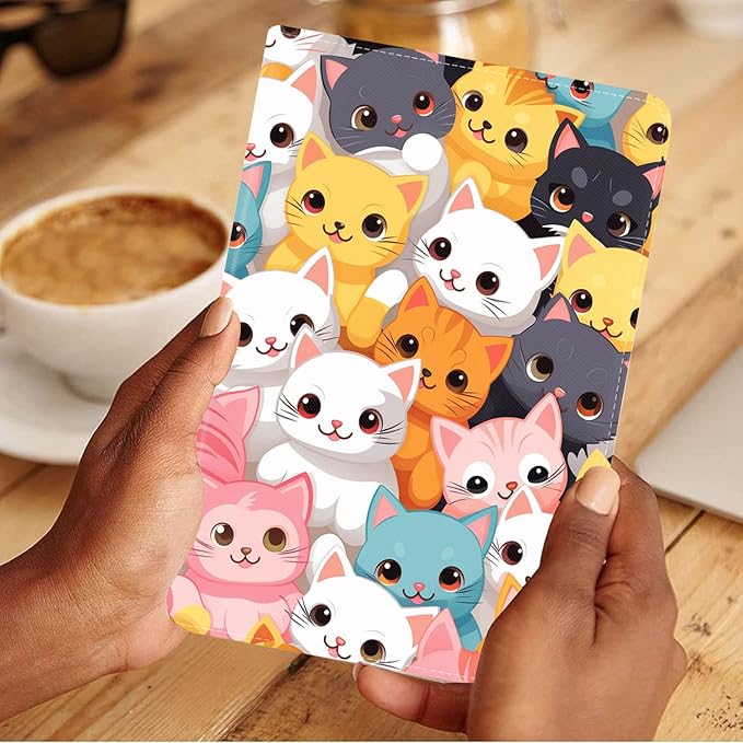 Case for Samsung Galaxy Tab A9 Plus 11 Inch 2023 Model (SM-X210/X216/X218), Slim Lightweight PU Leather Stand Cover with Auto Wake/Sleep, Cute Cartoon Cats