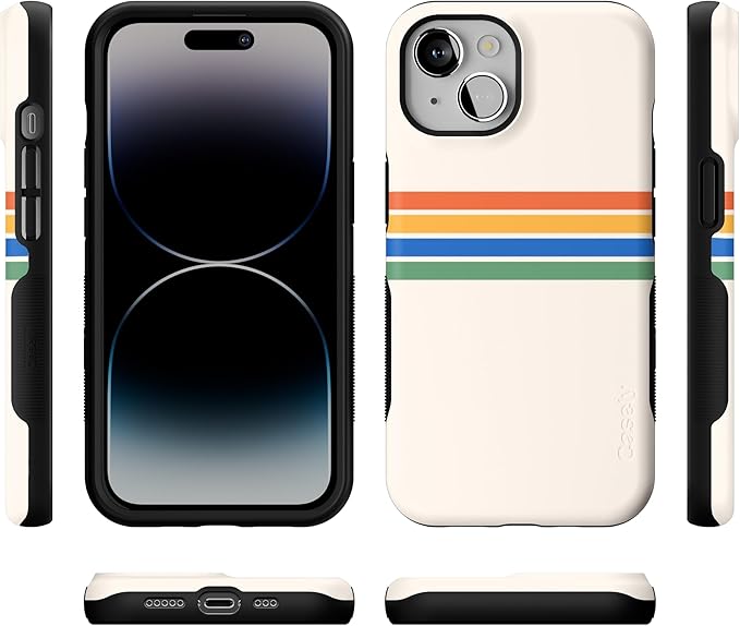 Casely iPhone 14 Case | Totally Groovy | Rainbow Stripes Colorblock | Compatible with MagSafe | Bold Protective Design
