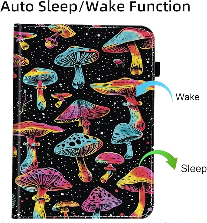 Case for Samsung Galaxy Tab A9 Plus/A9+ 5G 11 Inch 2023 Model (SM-X210/X216/X218),Card Slot PU Leather TPU Case Pen Holder Auto Wake Sleep,Aesthetic Mushroom