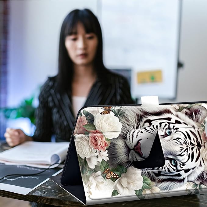 Case for Lenovo Tab P11 Pro Gen 2 11.2" 2022,Mxfdegf 360 Degree Rotating Stand and Magnetic Closure Case for 11.2 inch Lenovo Tab P11 Pro 2nd Generation,White Tiger/Butterfly