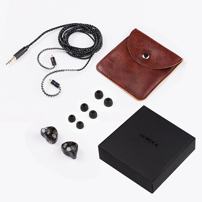 Dual Driver IEMs for Gaming - 9.2mm+6mm HiFi in-Ear Monitors with Detachable MMCX, 4N Silver-Plated OFC Cable & Noise-Isolating Ear Tips (Wired Earbuds for Music/Studio)