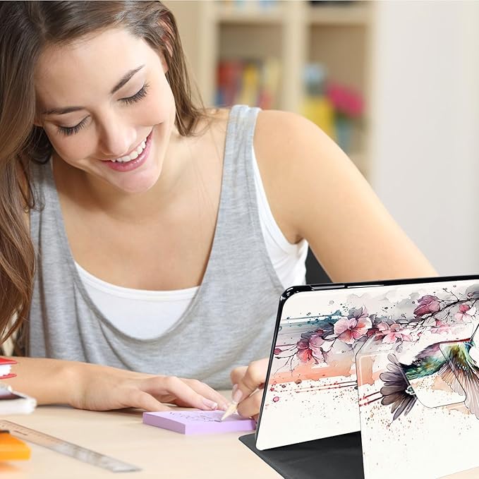 Case for Lenovo Tab M10 Plus 10.3", 360 Degree Rotating Folding Stand,with Auto Sleep/Wake Case for Lenovo Tab M10 Plus (2020 2nd Gen) TB-X606F/TB-X606X 10.3" FHD Tablet,Cute Hummingbird Flower