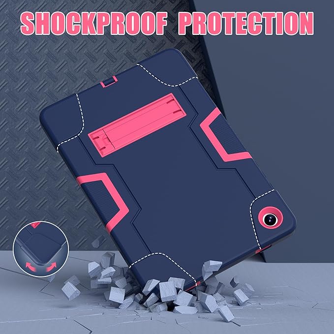Case for Galaxy Tab A9 Plus 11 inch (2023), High Impact Protective Heavy Duty Shockproof Kickstand Cover for Samsung Galaxy Tab A9+ Plus 11" Model (SM-X210/X215/X216) Navy Blue+Rose red