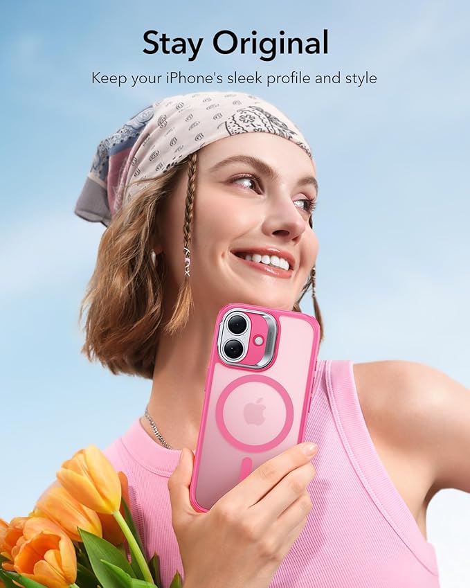 ESR for iPhone 17 Case with Stand, Camera Control Cover Compatible with MagSafe, Military-Grade Drop Protection Magnetic Phone Case for iPhone 17, Scratch-Resistant Back Cover,Frosted Pink