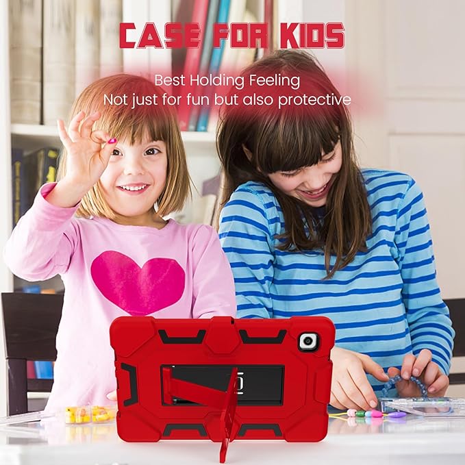 CCMAO Case for Samsung Galaxy Tab A9 Case 8.7 Inch 2023 Model, Heavy Duty Shockproof Hybrid Three Layer Protective Cover with Kickstand for Samsung A9 Tablet 8.7" (SM-X110/X115/X117), Red+Black