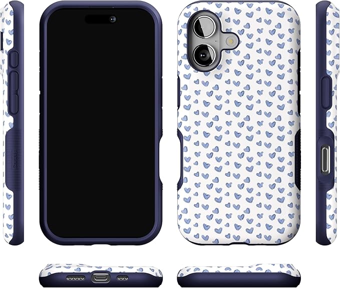 Casely iPhone 17 Case | Lovebug | Blue Hearts | Bold Protective Design | Compatible with MagSafe