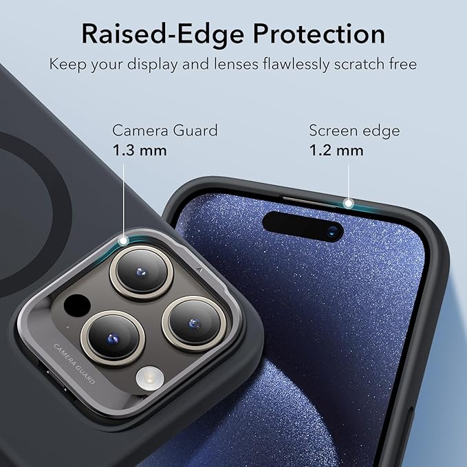 ESR for iPhone 15 Pro Case, MagSafe Silicone Case with Stand, Military-Grade Protection, Built-in Camera Stash Stand, Magnetic Phone Case for iPhone 15 Pro, Cloud Series,Black