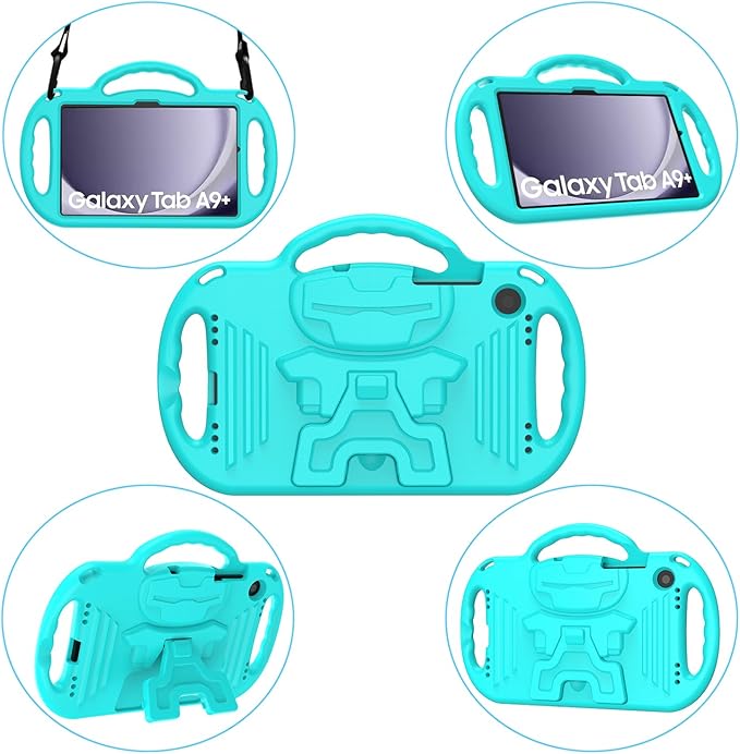 AVAWO Kids Case for Samsung Galaxy Tab A9+/A9 Plus 11 Inch 2023 Case, with Strap, Shockproof Lightweight Handle Stand 2023 Model (SM-X210/X216/X218), Turquoise
