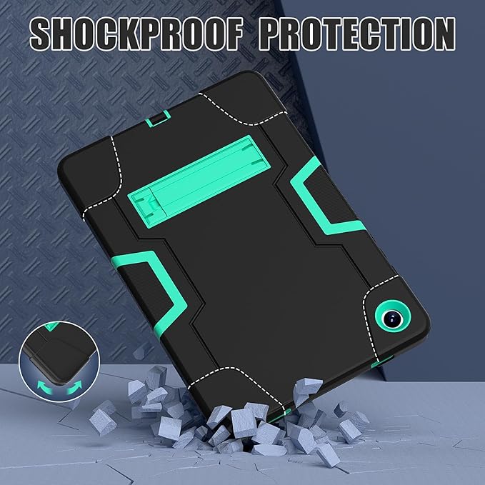 Case for Galaxy Tab A9 Plus 11 inch (2023), High Impact Protective Heavy Duty Shockproof Kickstand Cover for Samsung Galaxy Tab A9+ Plus 11" Model (SM-X210/X215/X216) Black+Mint Green