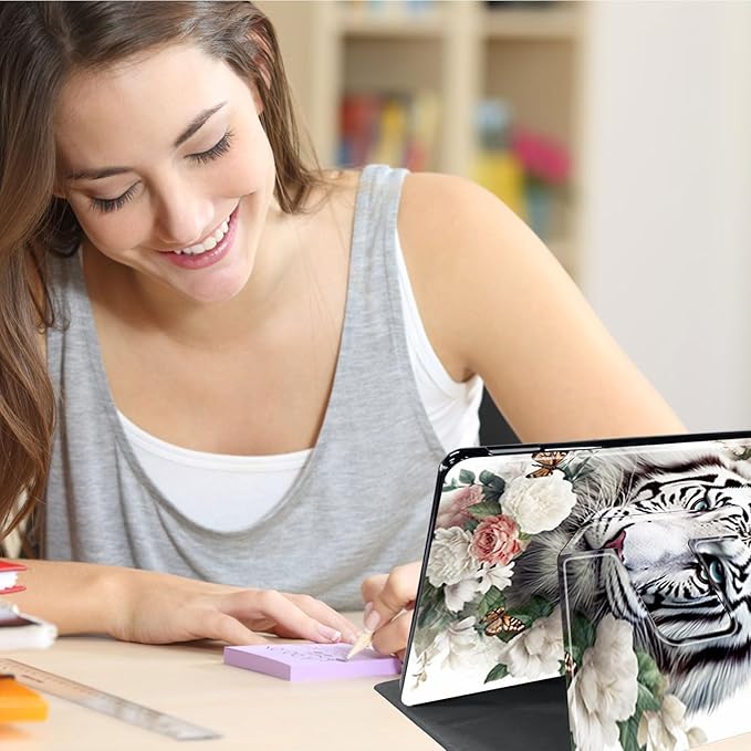 Case for Lenovo Tab P11 Plus Case 2021 (TB-J616F / J616X), 360 Degree Rotating Folding Stand,with Auto Sleep/Wake Case for Lenovo Tab P11 11” 2020 (TB-J606F TB-J606X),White Tiger/Butterfly