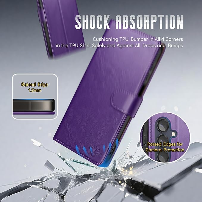 Wallet Case for Samsung Galaxy S25 5G Magnetic Flip Leather Folio Cover with RFID-Blocking Credit Card Holder, Women Men Protective Phone Case Compatible with Samsung S25, Purple